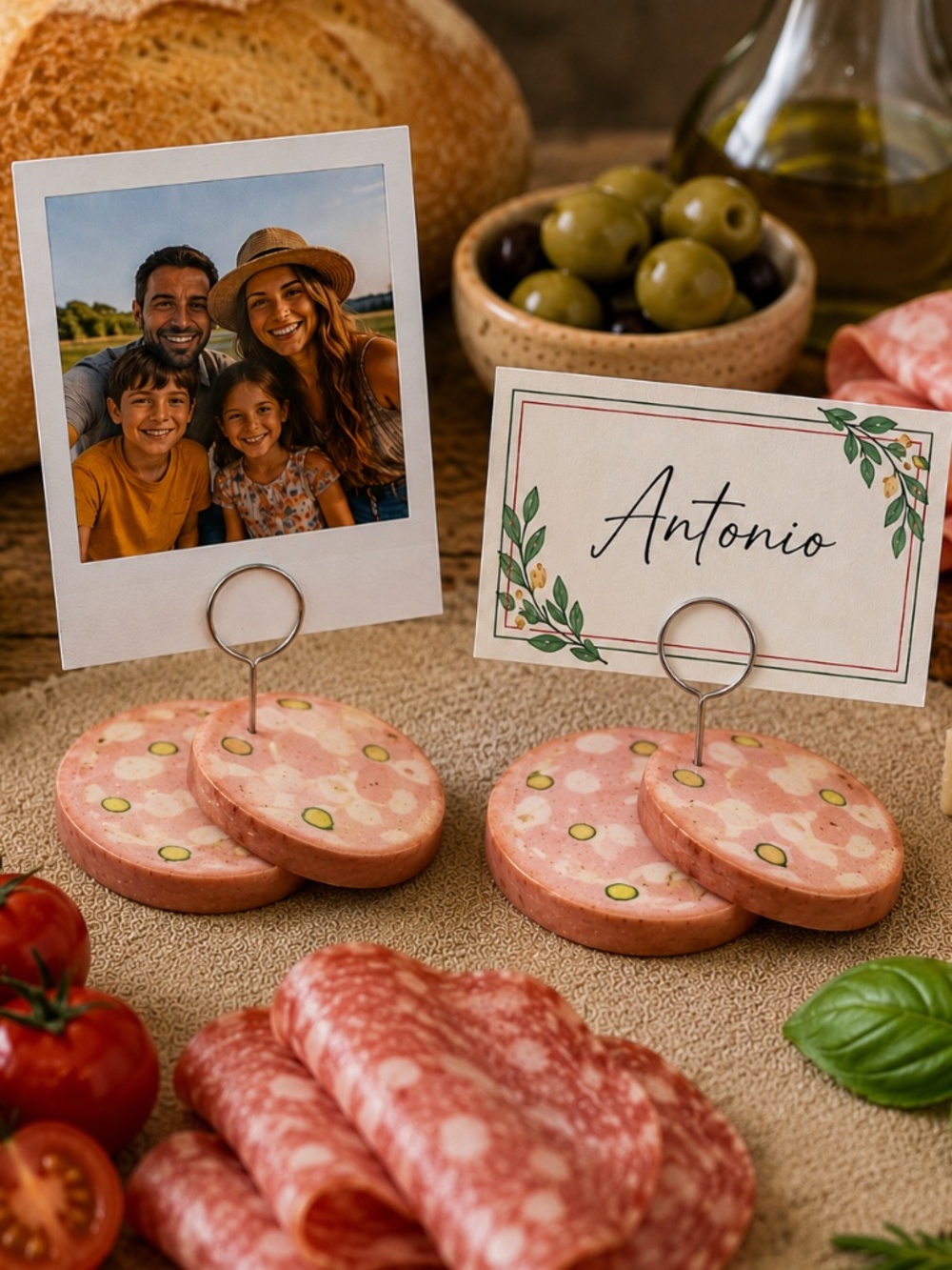 Mortadella Photo & Place Card Holder & Food Label | (Set of 2) Handmade Italian